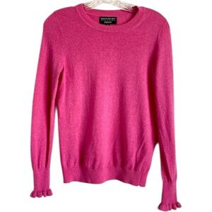 BANANA REPUBLIC MERINO SWEATER XS WOOL CASHMERE BLEND PINK RUFFLE CUFF FILPUCCI